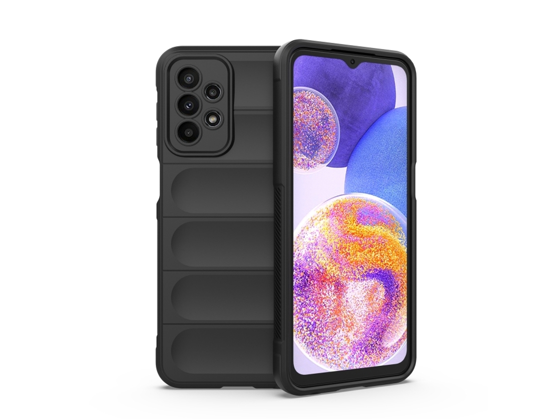 Capa Halinuia Para Samsung Galaxy A23 Magic Shield Tpu Flanela Preta (proteção Integral, Interior Em Flanela)