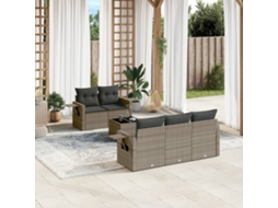 Vidaxl 6 Pcs Conjunto Sofás De Jardim Com Almofadões Vime Cinzento
