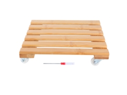 Suporte Móvel para Vasos de Plantas com Rodas, Bambu, para Jardim, Varanda e Pátio com MARCA