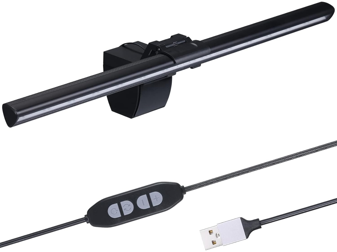 Luminária De Leitura Eletrônica Led Para Tela Computador Alimentação Usb 3 Temperaturas Cor E 10 Níveis Brilho