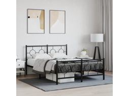 Estrutura De Cama Com Cabeceira E Pés 140x190 Cm Metal Preto