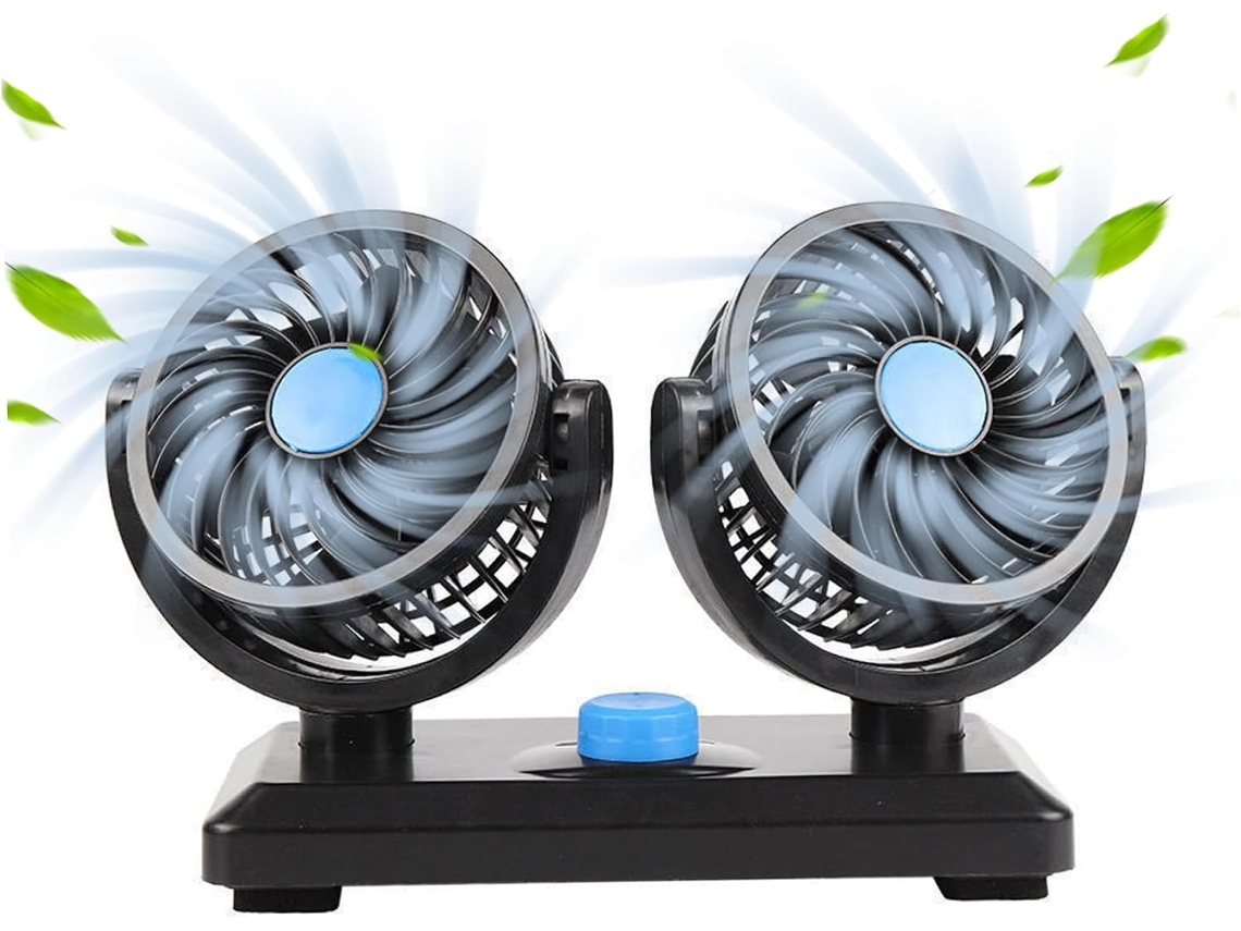 Ventilador Para Carro, Ventilador Elétrico De Refrigeração Para Veículos 12v Com Duas Cabeças, Rotação De 360 Graus Para