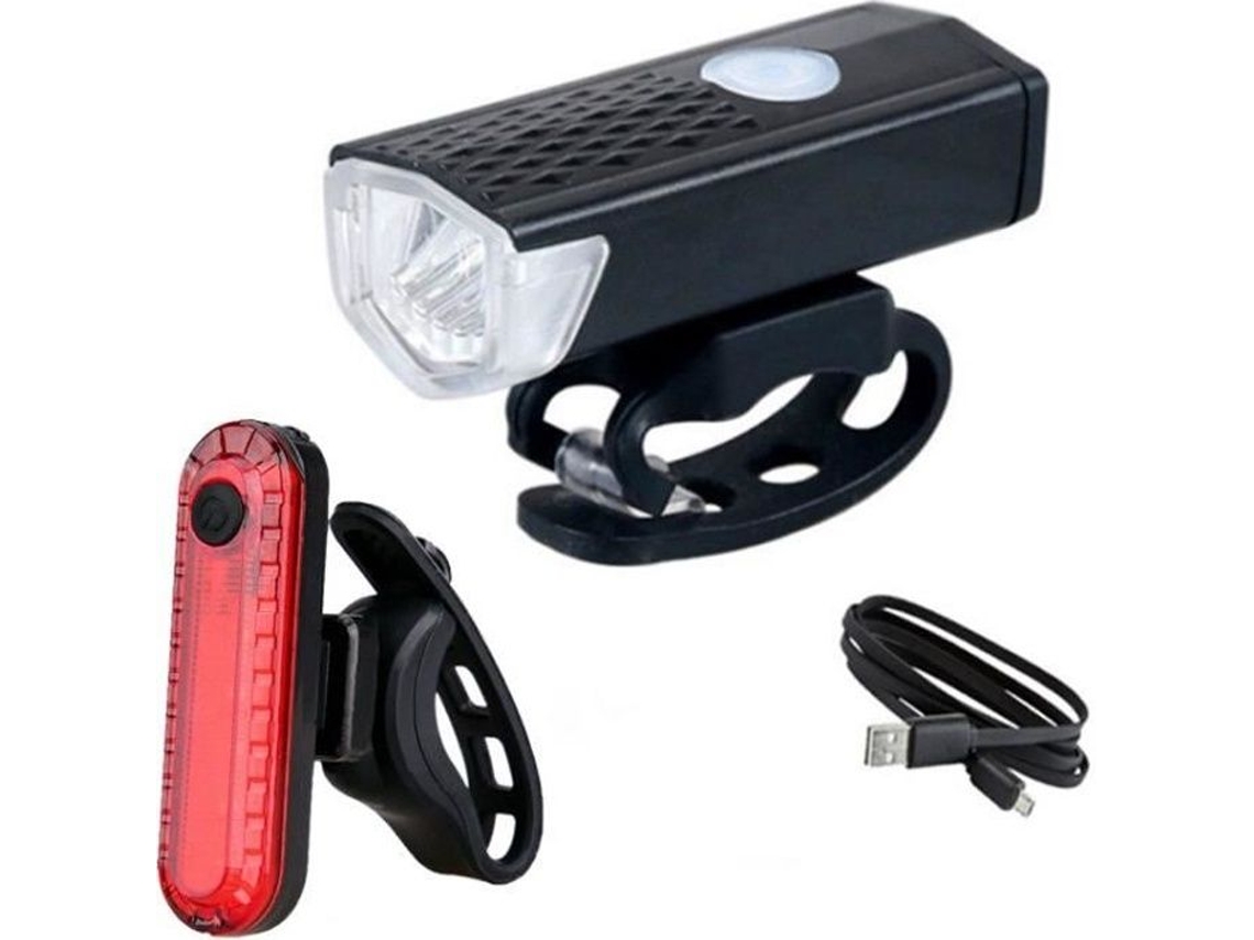 Luz de bicicleta USB recarregável LED ciclo mountain bike luz frontal e 3 cores lanterna traseira à prova dágua 613C4AE S/MARCA