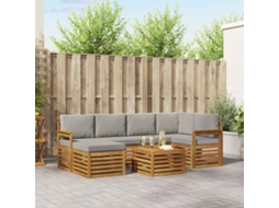Vidaxl Conjunto De Sofás Para Exterior 7 Unid. Cinza Natural E Claro