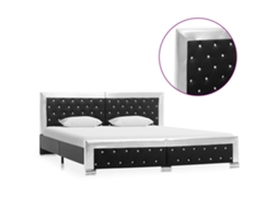 Vidaxl Estrutura De Cama 180x200 Cm Couro Artificial Preto