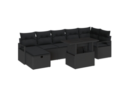Conjunto 8 Conjunto De Sofás Para Exterior Vidaxl Preto Vime Pe (100 X 55 X 73 Cm)