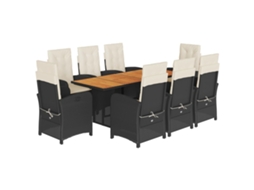 Conjunto de 9 Jantar para Jardim com Almofadões Vime Pe Preto MAISON EXCLUSIVE