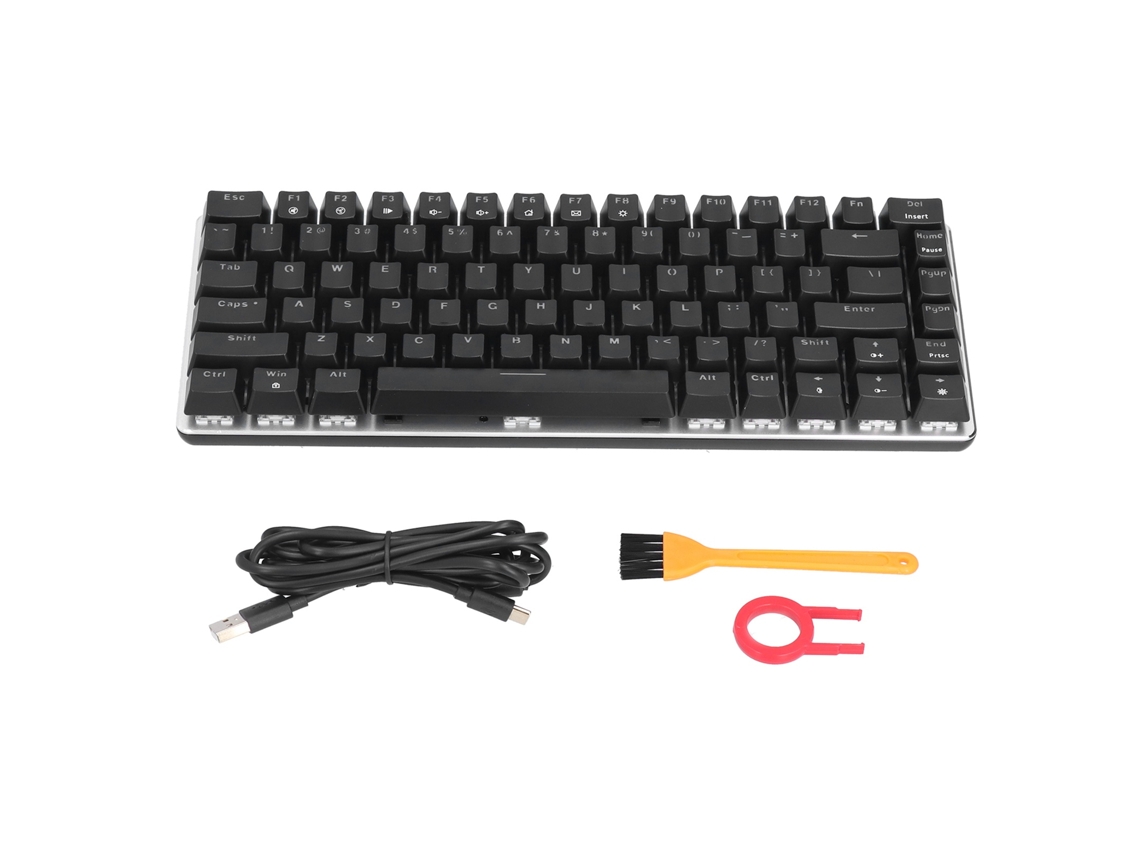 Lurelia Teclado Mecânico Para Jogos Ak33, 82 Teclas, Retroiluminação Rgb, Switch Azul, Com Fio, Prateado E Preto