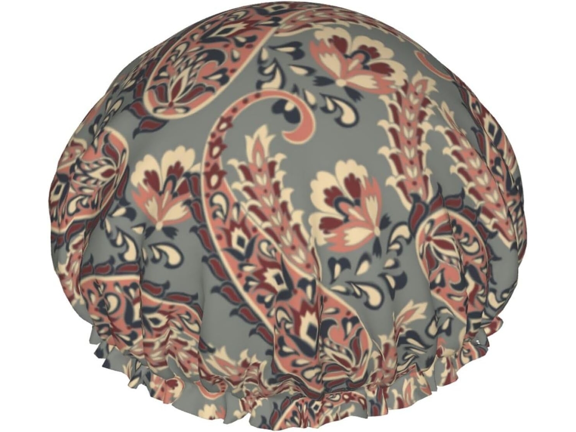 Touca De Banho Para Chuveiro – Estampa Paisley Nº 90127 Feminina Reutilizável E Impermeável Com Dupla Camada Tamanho