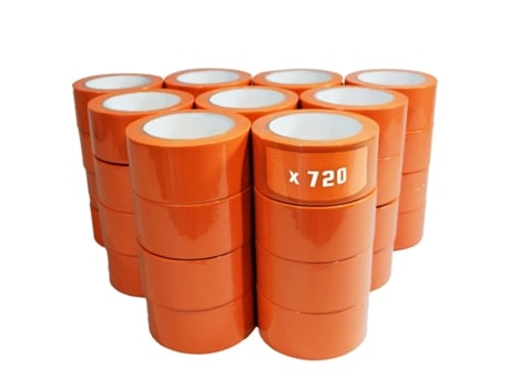 Pacote de 720 Fitas Adesivas Laranja em Pvc para Construção 75 Mm X 33 M Fita Adesiva para Obra TECPLAST