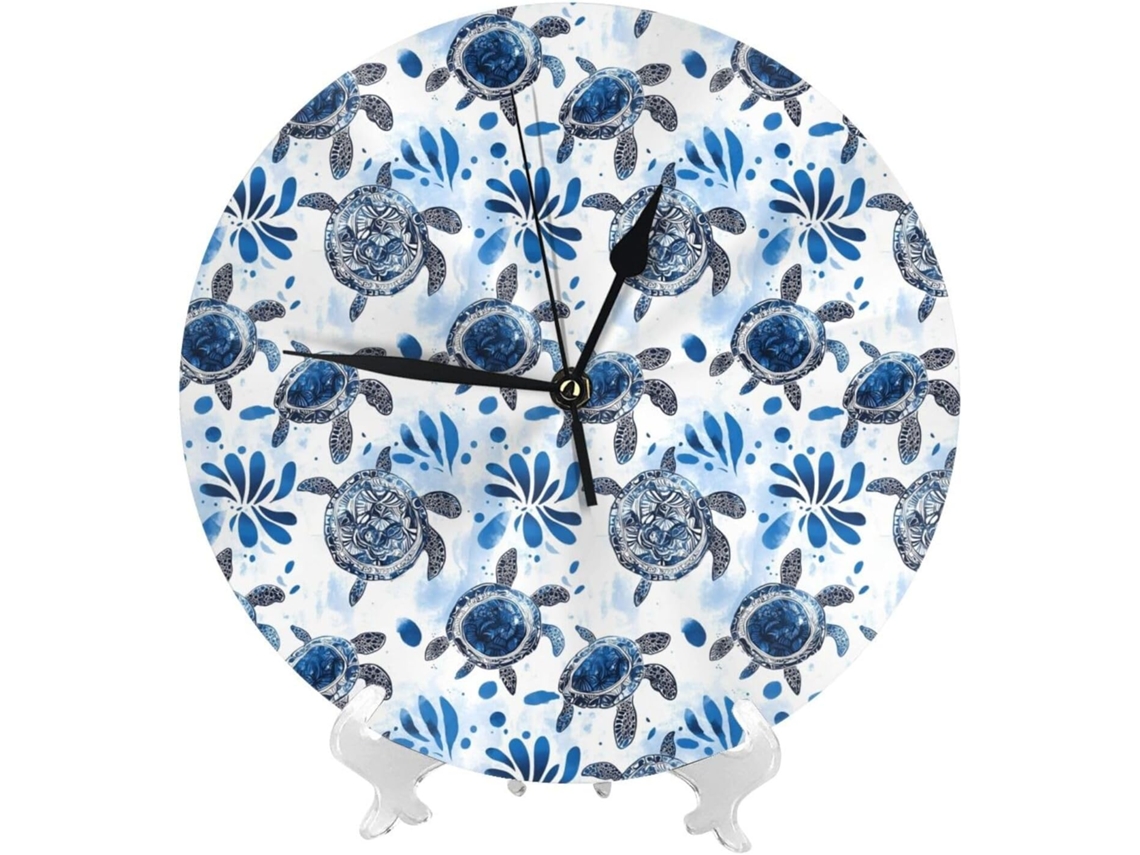 Relógio De Parede De 25cm 10 Polegadas Com Bateria, Estampa De Tartaruga Azul, Moderno, Silencioso, Pequeno, Sala