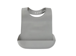 Babete De Silicone Para Adultos Extra Grande Com Bolso Coletor - Reutilizável E Impermeável Grey