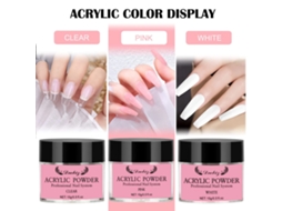Kit De Unhas Acrílicas Com Pó E Líquido, Pincel, Moldes E Lixa, 3 Cores De Pó Acrílico
