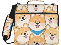 Pasta Organizadora Fofa De 3, 8cm Com Estampa De Cachorro Shiba Inu, Alça De Mão E Ombro Removível, Vários Bolsos
