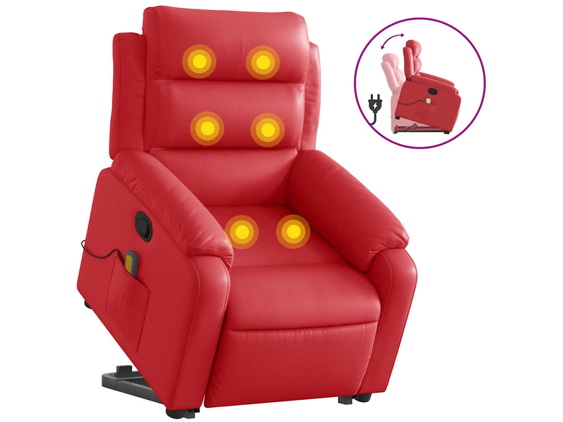 Stand Up Massage Recliner Chair, Stand Up Massage Recliner Chairs Vidaxl Vermelho Couro Artificial