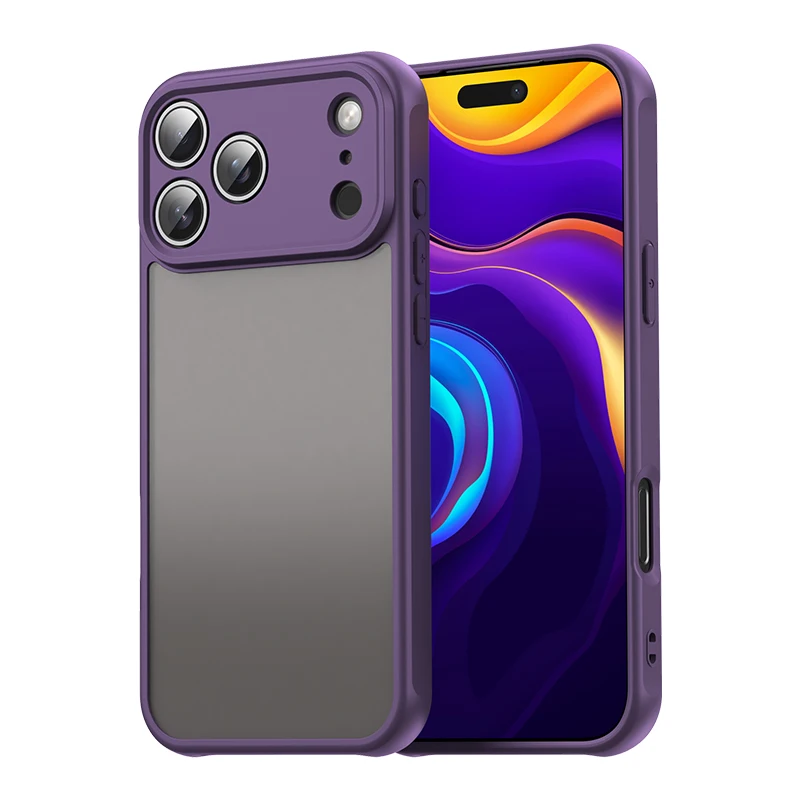 (roxo, Iphone 15 Pro Max) Capa Premium Fosca Transparente Para Celular Com Proteção Para Câmera