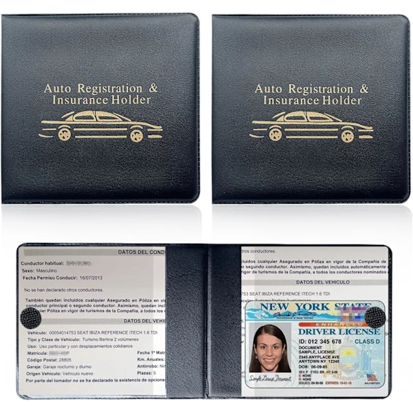Porta-documentos E Seguro Do Carro, Conjunto De 2 Unidades