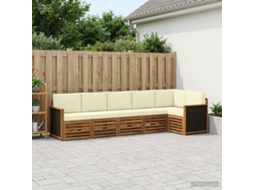 Vidaxl Conjunto De Sofás Para Exterior 5 Unid. Natural E Creme