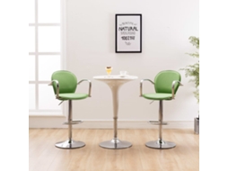 Bancos de Bar com Apoios de Braços 2 Pcs Couro Artificial Verde PANGSHIYUAN