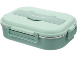 Marmita Bento Box Em Aço Inoxidável, 1300ml, 4 Compartimentos