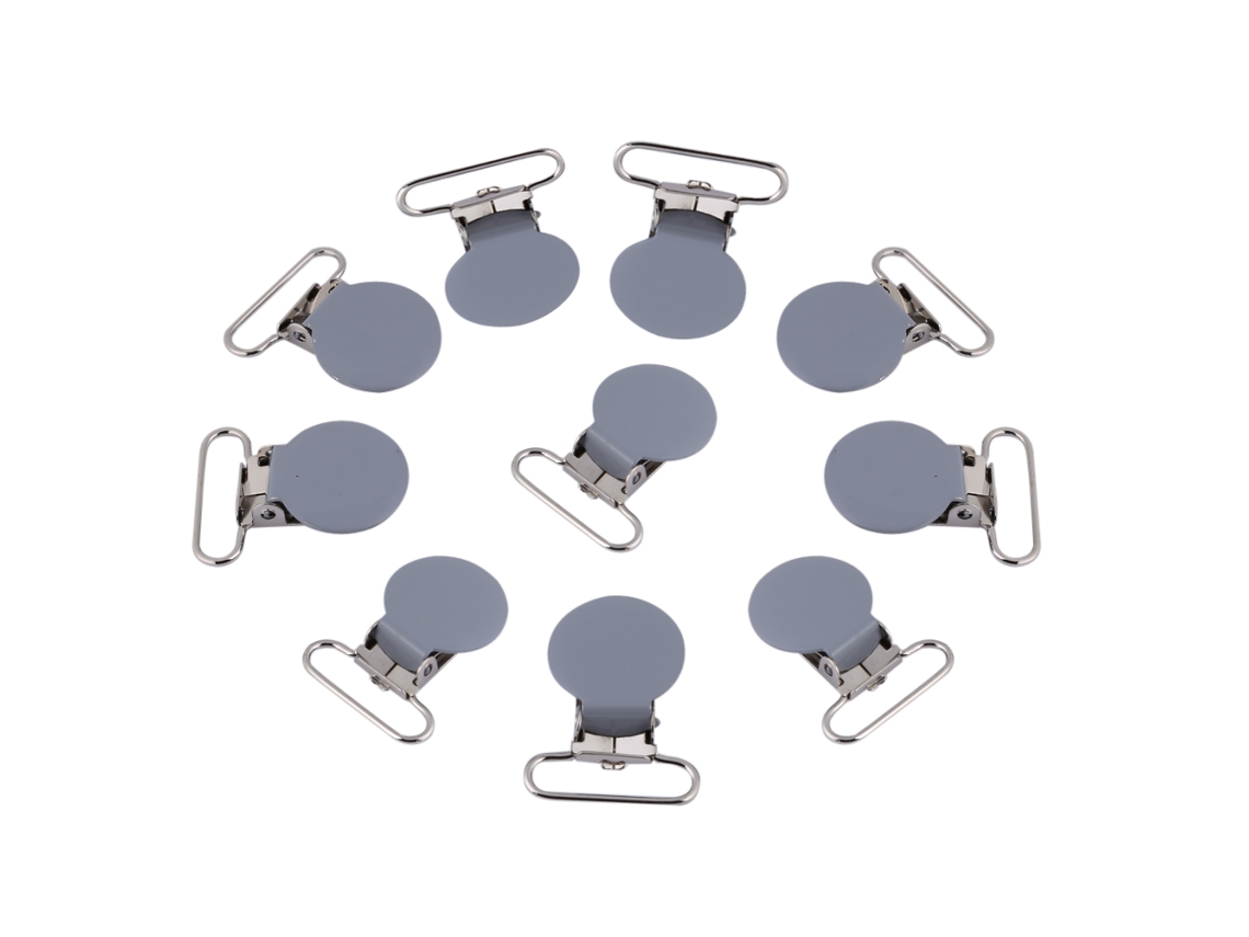 Prendedor Metal Redondo 25mm Cinza Diy