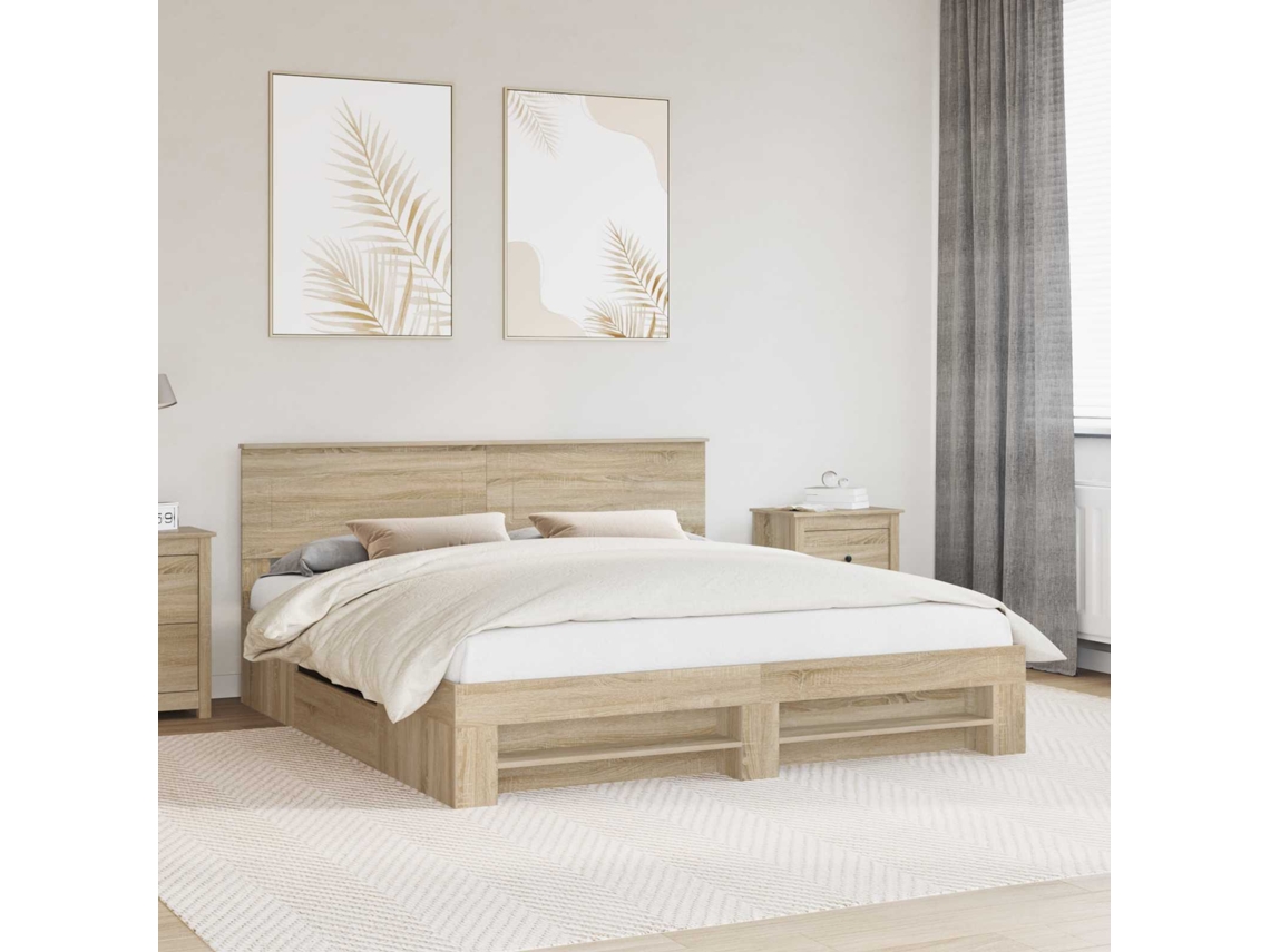 Vidaxl Estrutura Da Cama Com Cabeceira Carvalho Sonoma 200 X 200 Cm