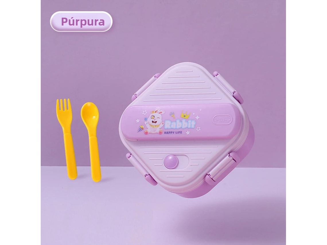 Lancheira Infantil Unicórnio (roxa), Com Três Compartimentos, À Prova De Vazamentos, Própria Para Micro-ondas, Feita De Plástico.