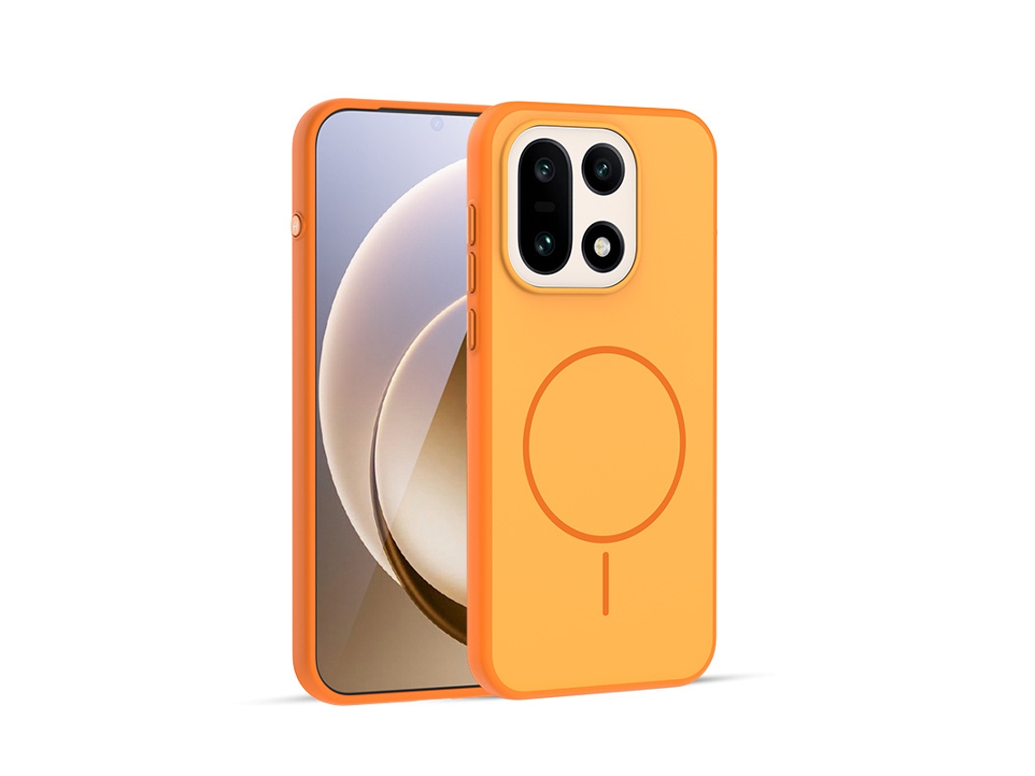 Capa Para Celular Dois Em Um Com Cores Contrastantes Para A Pelemagnético - Laranja Botão Metálico Independente - Honor Magic 8 Pro
