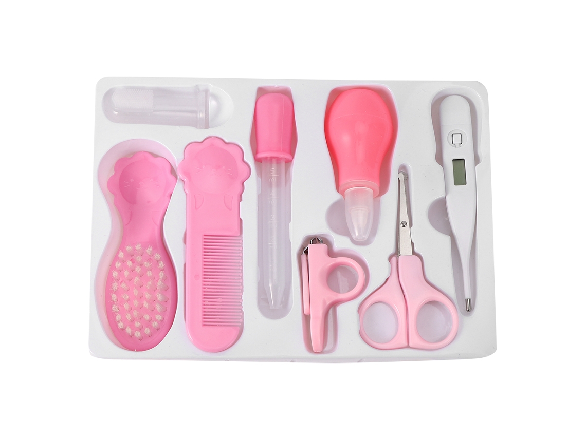 Mali kit de Cuidados Infantil Novo Bebê Tesouras Unhas Termômetro Acessórios Seguros Vermelho
