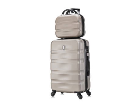 Mala de Viagem Grande Necessaire 75Cm Cadeado Integrado Leve e Rígida Champagne CELIMS FRANCE