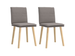 Vidaxl Cadeiras De Jantar 2 Pcs Tecido Cinzento-acastanhado