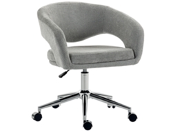 Cadeira De Escritório Ergonómica Em Veludo Chenille, Altura Regulável, Encosto Curvo, Cinza