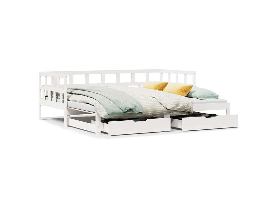 Sofá Cama com Gavetão e Gavetas Branco MAISON EXCLUSIVE (80x200 cm)