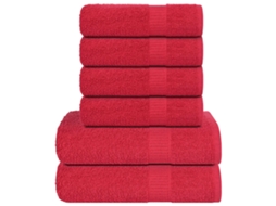 Vidaxl 6pcs Conjunto De Toalhas Frogn 360 G/m² Vermelho