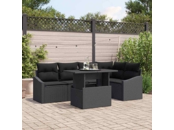 Vidaxl Conjunto De Sofá De Jardim 6 Unid. Preto
