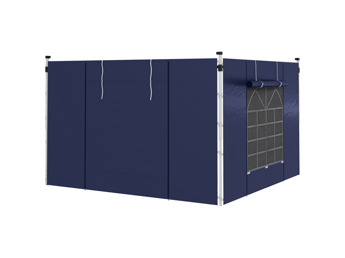 Cortinas Para Gazebo, Conjunto De 2, Para Gazebos De Jardim De 3x6m Ou 3x3m, Com Janelas E Portas, Azul
