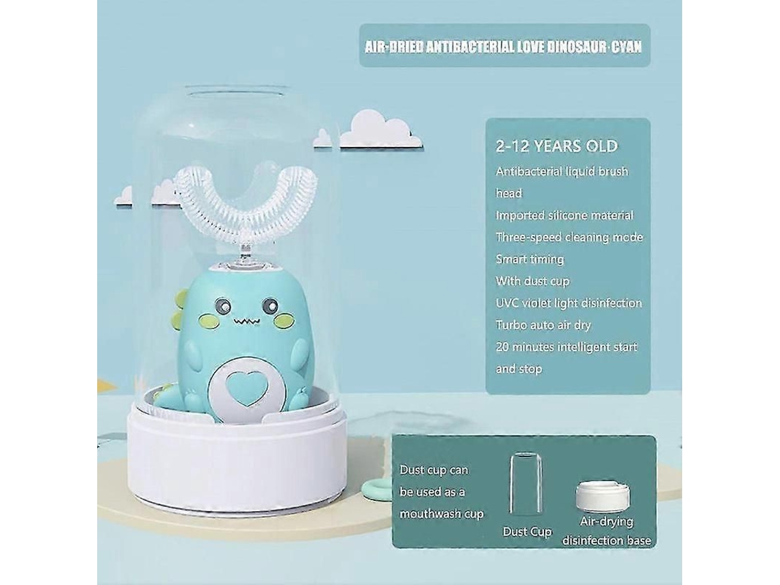 Escova de Dentes Infantil em Formato U, Ultrassônica Silicone com Rotação 360 ​​graus, Escov a Automática À Pr GOKOCO