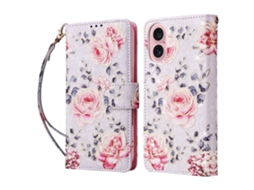 Capa Para Iphone 17 Em Couro Rosa Com Proteção Rfid E Flores.