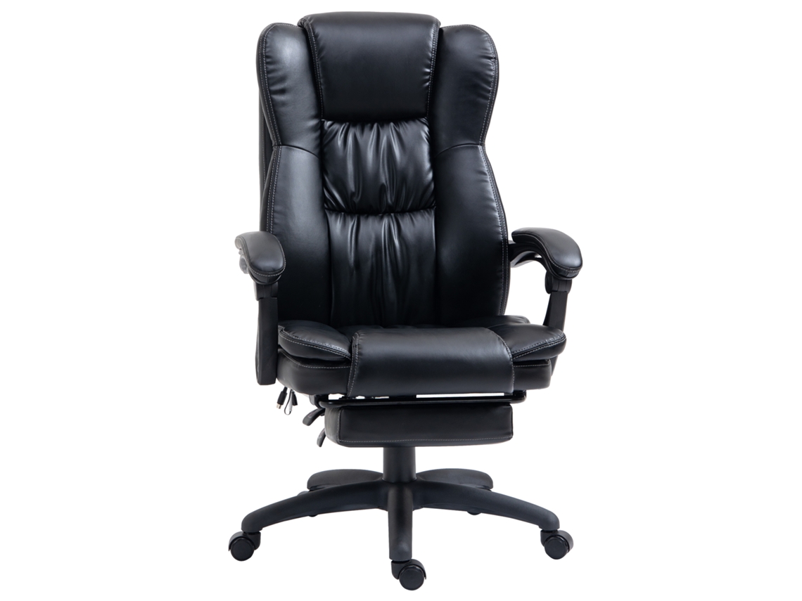 Cadeira Giratória Ajustável Com Apoio Para Os Pés, Apoio Para A Cabeça, Função De Massagem, Em Couro Sintético, 68,5 X 68,5 X 113 121 Cm, Preta Mymhru