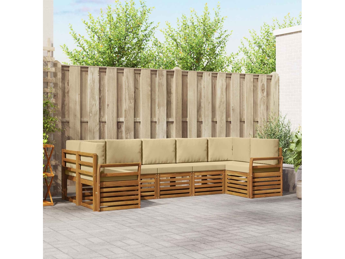 Vidaxl Conjunto De Sofás Para Exterior 7 Unid. Natural E Bege