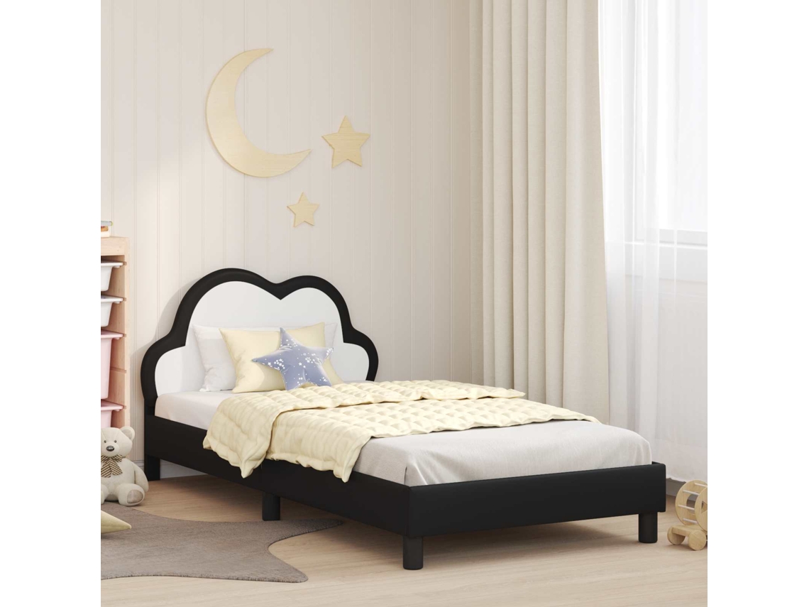 Vidaxl Estrutura De Cama Infantil Com Cabeceira Preto 80 X 200 Cm Pu