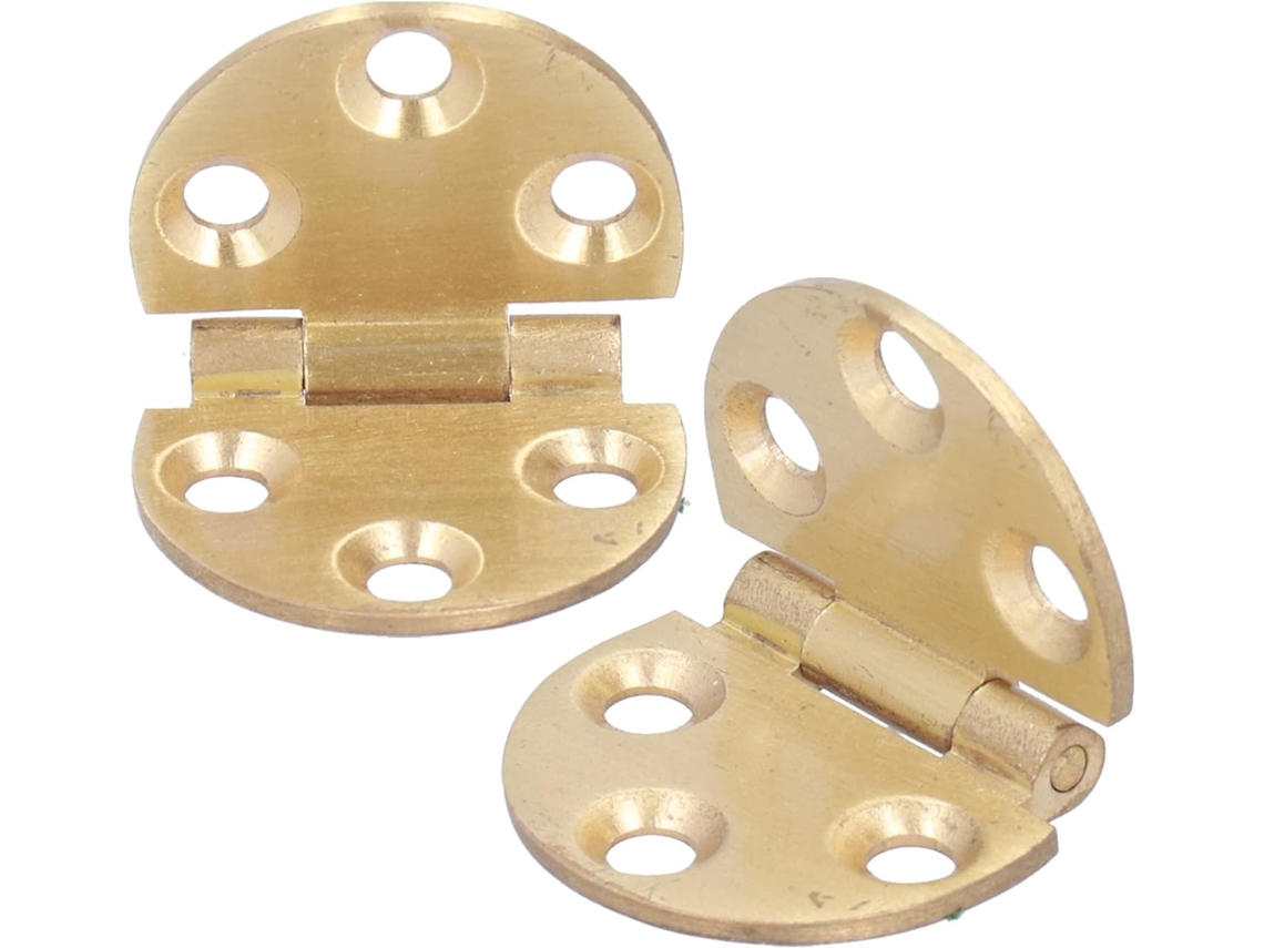 2 Dobradiças De Cobre, 47x30mm, Redondas Para Armário, Mini Dobradiça