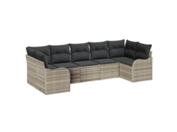 Conjunto 7 Conjunto De Sofá De Jardim Vidaxl Cinzento-claro Vime Pe (55 X 55 X 37 Cm)