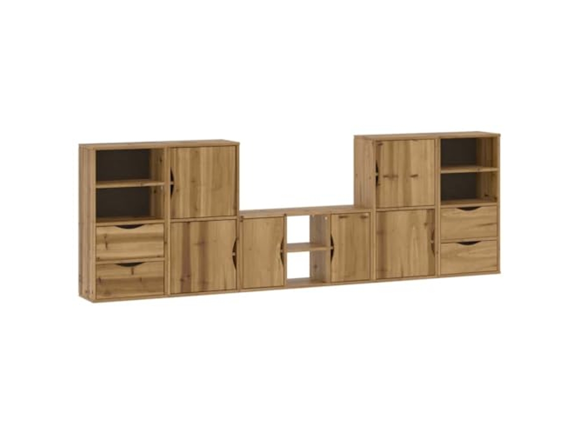 Conjunto 5 Unidade De Tv Com Armazenamento Vidaxl Marrom Madeira De Pinho