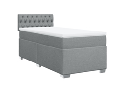 Cama com Molas e Colchão Tecido Cinzento Claro MAISON EXCLUSIVE (90x190 cm)