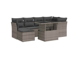 Conjunto de 7 Sofás para Jardim com Almofadões Vime Pe Cinzento MAISON EXCLUSIVE (7 pcs)
