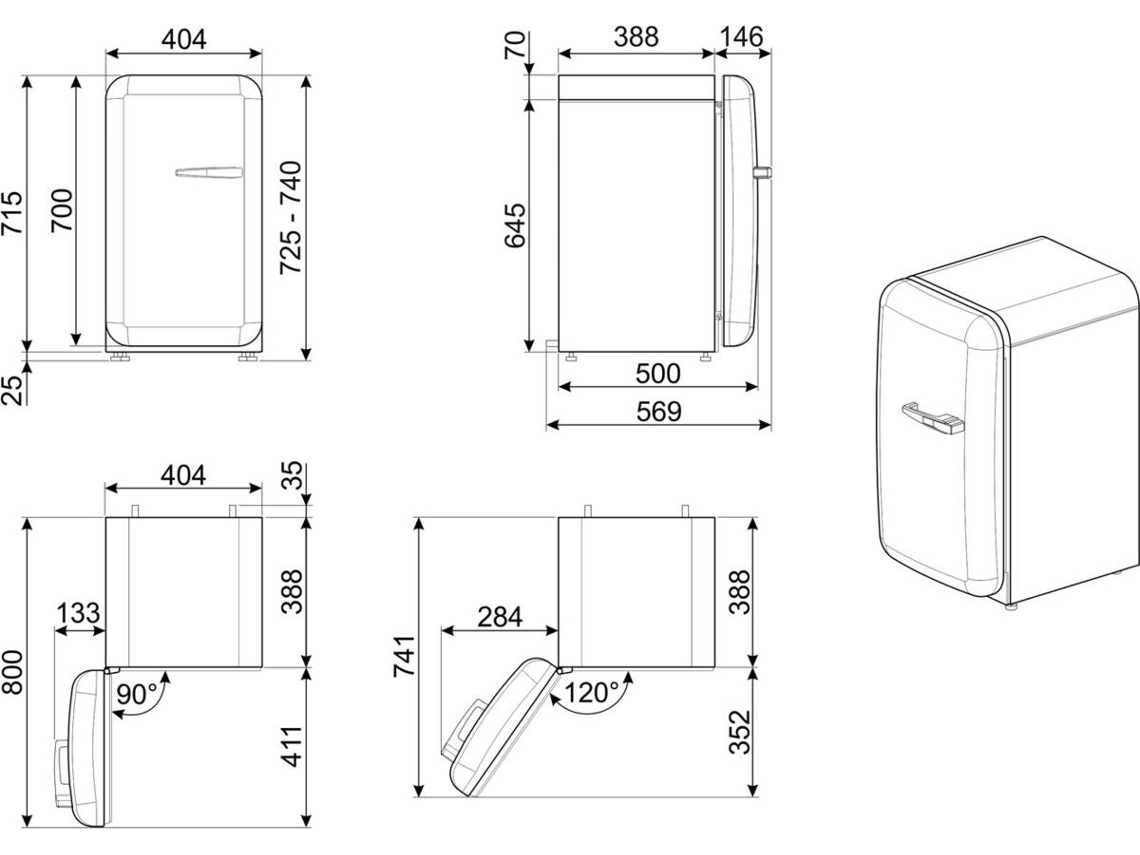 Frigorífico Mini Bar SMEG FAB5LBL5 (Estático - 72.5 cm - 34 L - Preto)