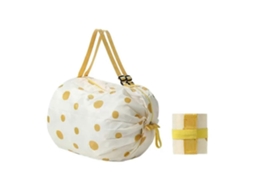 Sacola De Compras Dobrável Com Grande Capacidade, Ecológica, Reutilizável, Bolsa De Ombro Para Viagens, Estampa De Bolinhas Amarelas, 1 Unidade.