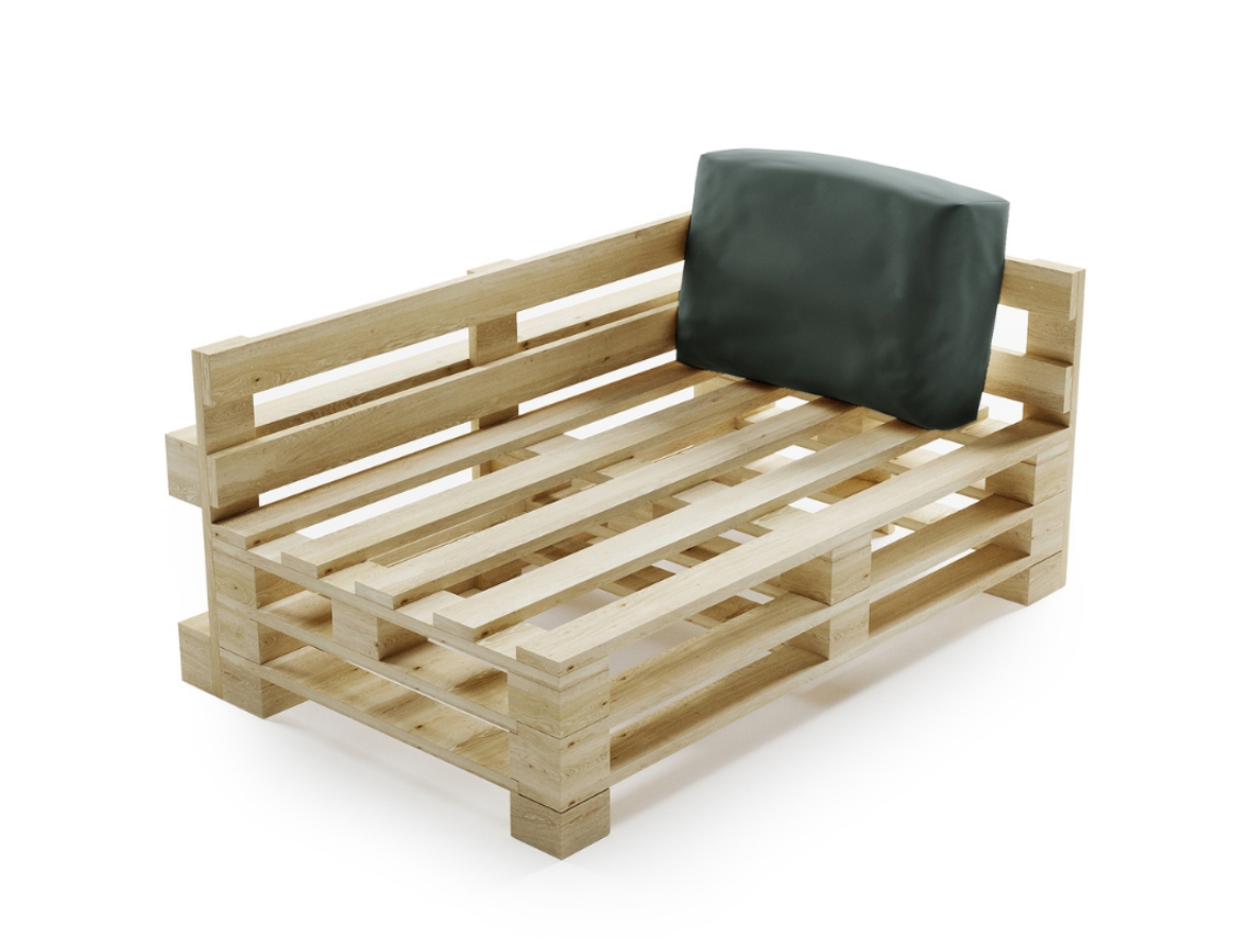 Almofada Amovível De Canto De Palete De Poliéster Bananair 60x40 Cm Cor De Cinzento Escuro