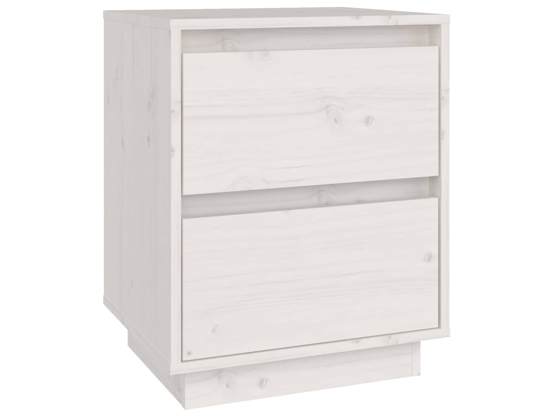 Mesa Cabeceira Madeira de Pinho Maciça Branco MAISON EXCLUSIVE (40x35x50 cm)